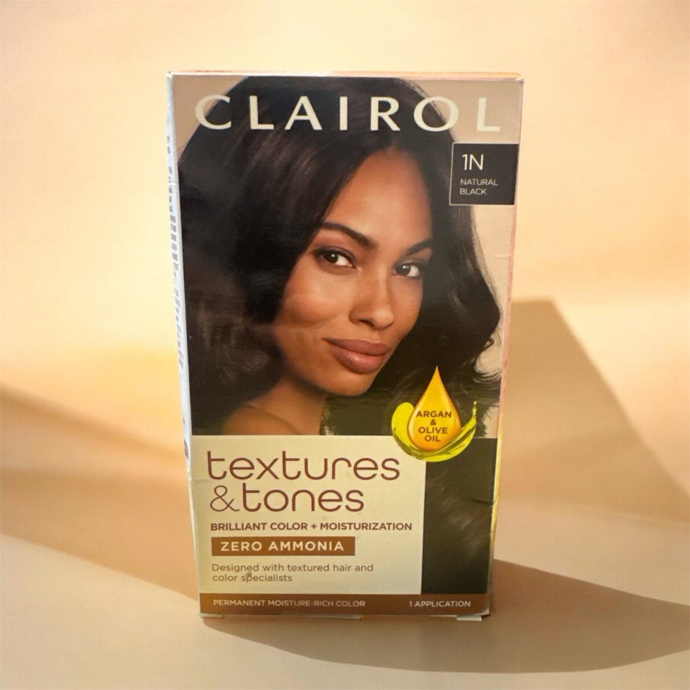 Clairol Natural Black Textures And Tones Permanent Zero Ammonia Hair Color 1N
